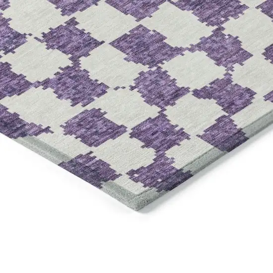 Purple And Ivory Geometric Washable Indoor Outdoor Area Rug Photo 6