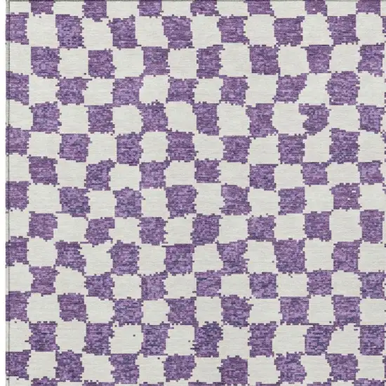 Purple And Ivory Geometric Washable Indoor Outdoor Area Rug Photo 7
