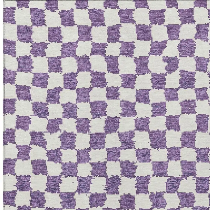 Purple And Ivory Geometric Washable Indoor Outdoor Area Rug Photo 7