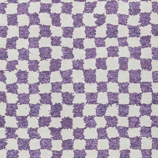 Purple And Ivory Geometric Washable Indoor Outdoor Area Rug Photo 3
