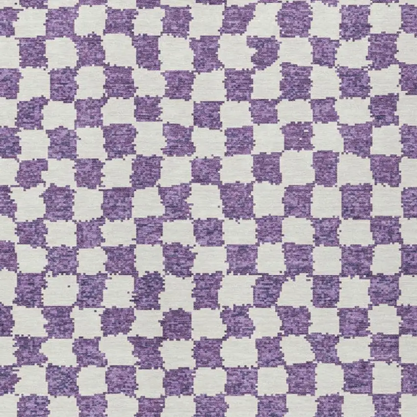 Purple And Ivory Geometric Washable Indoor Outdoor Area Rug Photo 3