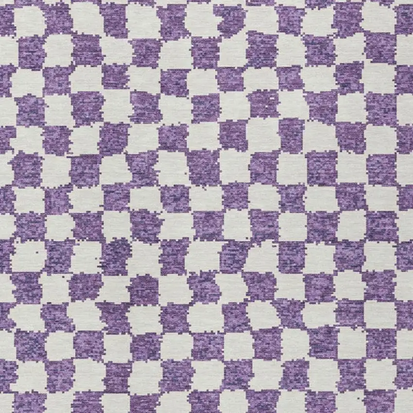 Purple And Ivory Geometric Washable Indoor Outdoor Area Rug Photo 3