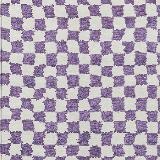 Purple And Ivory Geometric Washable Indoor Outdoor Area Rug Photo 3