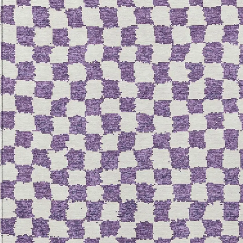 Purple And Ivory Geometric Washable Indoor Outdoor Area Rug Photo 3