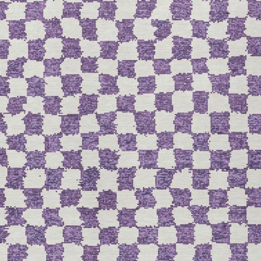 Purple And Ivory Geometric Washable Indoor Outdoor Area Rug Photo 3