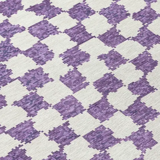 Purple And Ivory Geometric Washable Indoor Outdoor Area Rug Photo 9