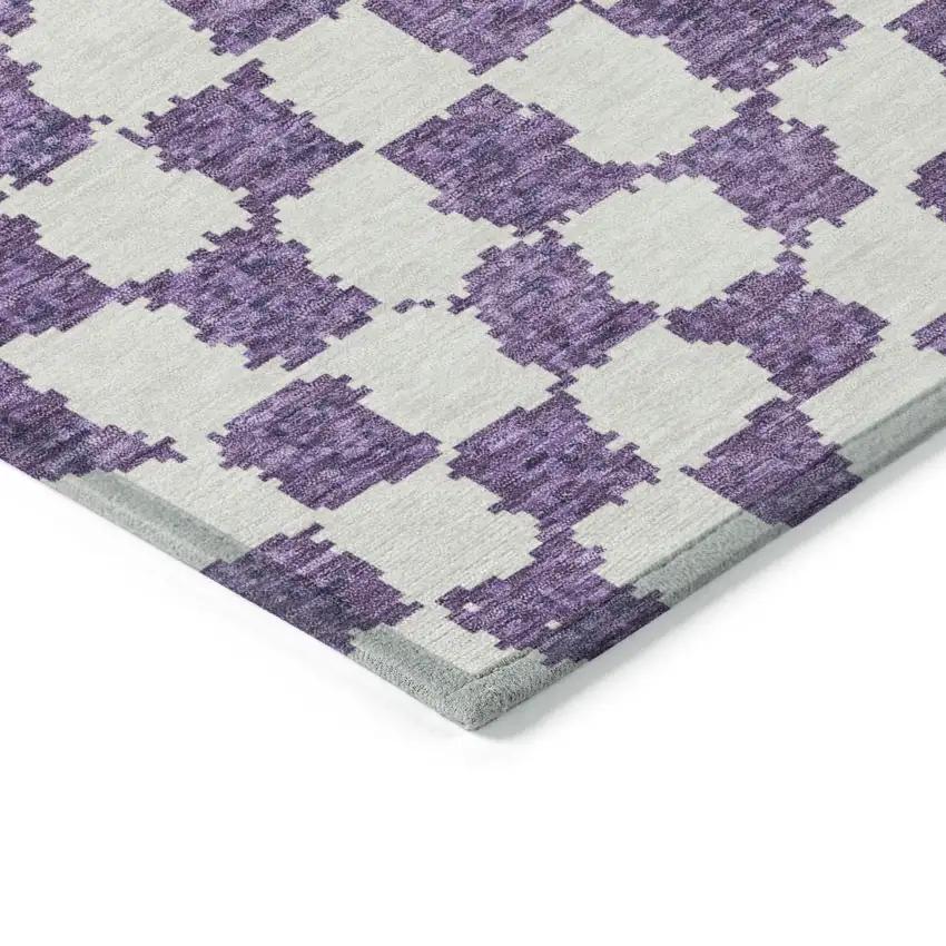 Purple And Ivory Geometric Washable Indoor Outdoor Area Rug Photo 7