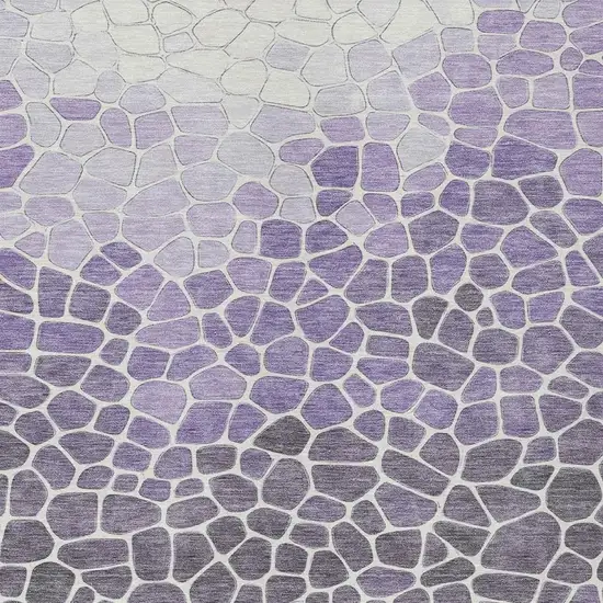 Purple And Ivory Geometric Washable Indoor Outdoor Area Rug Photo 5