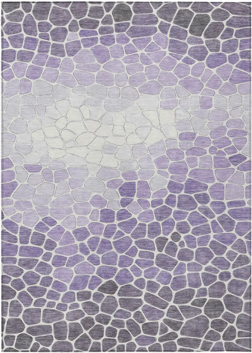 Purple And Ivory Geometric Washable Indoor Outdoor Area Rug Photo 1