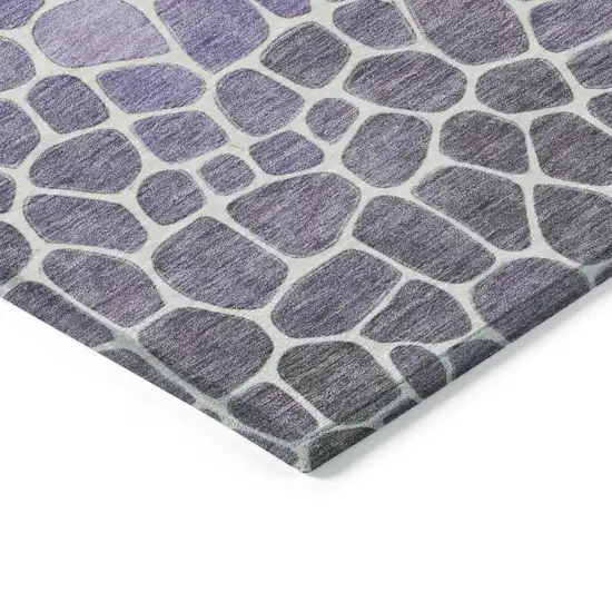 Purple And Ivory Geometric Washable Indoor Outdoor Area Rug Photo 4