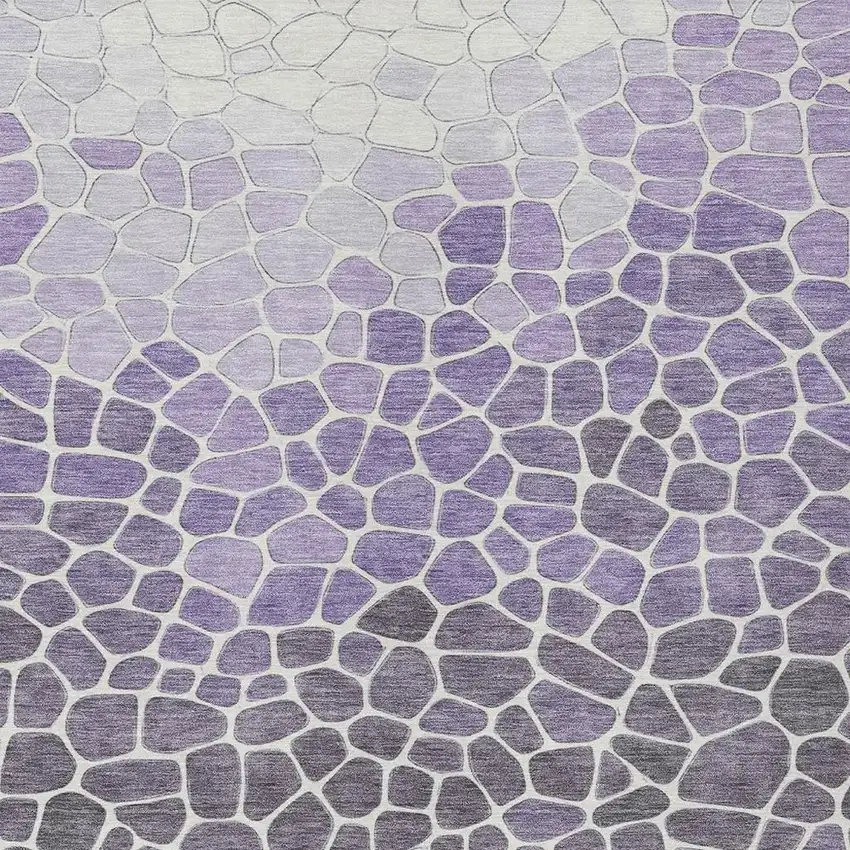 Purple And Ivory Geometric Washable Indoor Outdoor Area Rug Photo 5