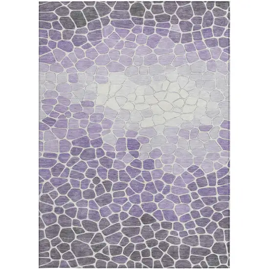 Purple And Ivory Geometric Washable Indoor Outdoor Area Rug Photo 3