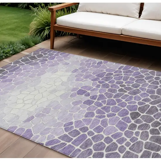 Purple And Ivory Geometric Washable Indoor Outdoor Area Rug Photo 2