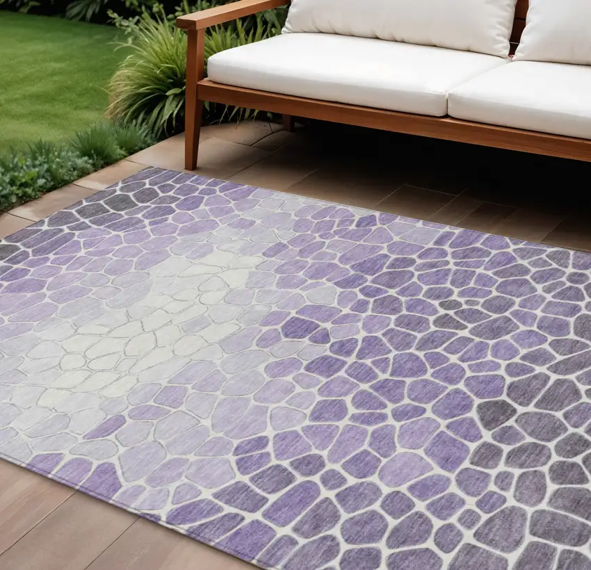 Purple And Ivory Geometric Washable Indoor Outdoor Area Rug Photo 2
