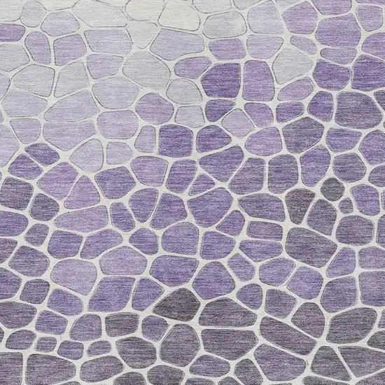 Purple And Ivory Geometric Washable Indoor Outdoor Area Rug Photo 4