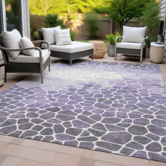 Purple And Ivory Geometric Washable Indoor Outdoor Area Rug Photo 9