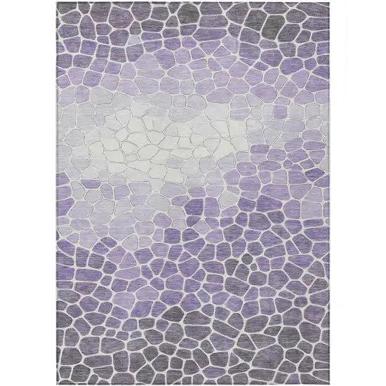 Purple And Ivory Geometric Washable Indoor Outdoor Area Rug Photo 1