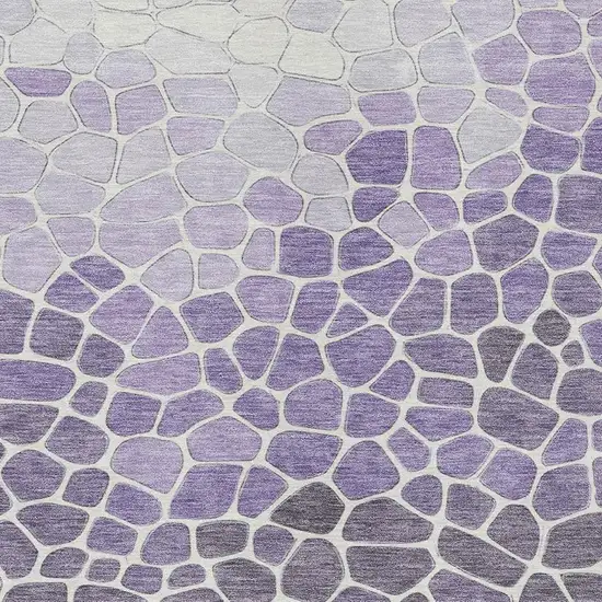 Purple And Ivory Geometric Washable Indoor Outdoor Area Rug Photo 4