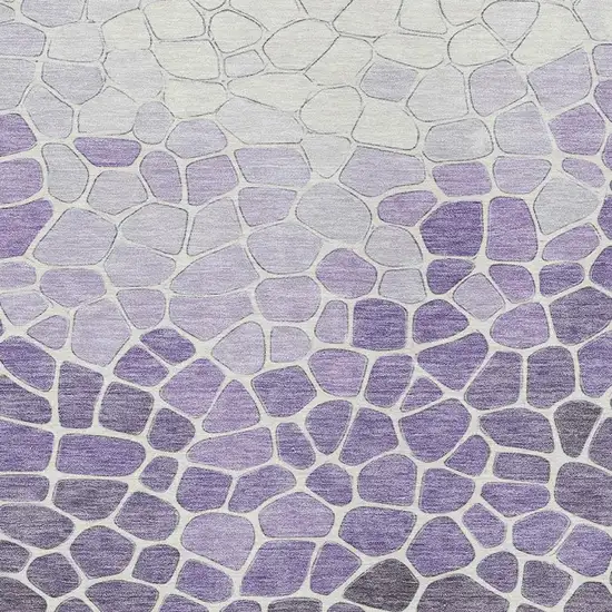 Purple And Ivory Geometric Washable Indoor Outdoor Area Rug Photo 5