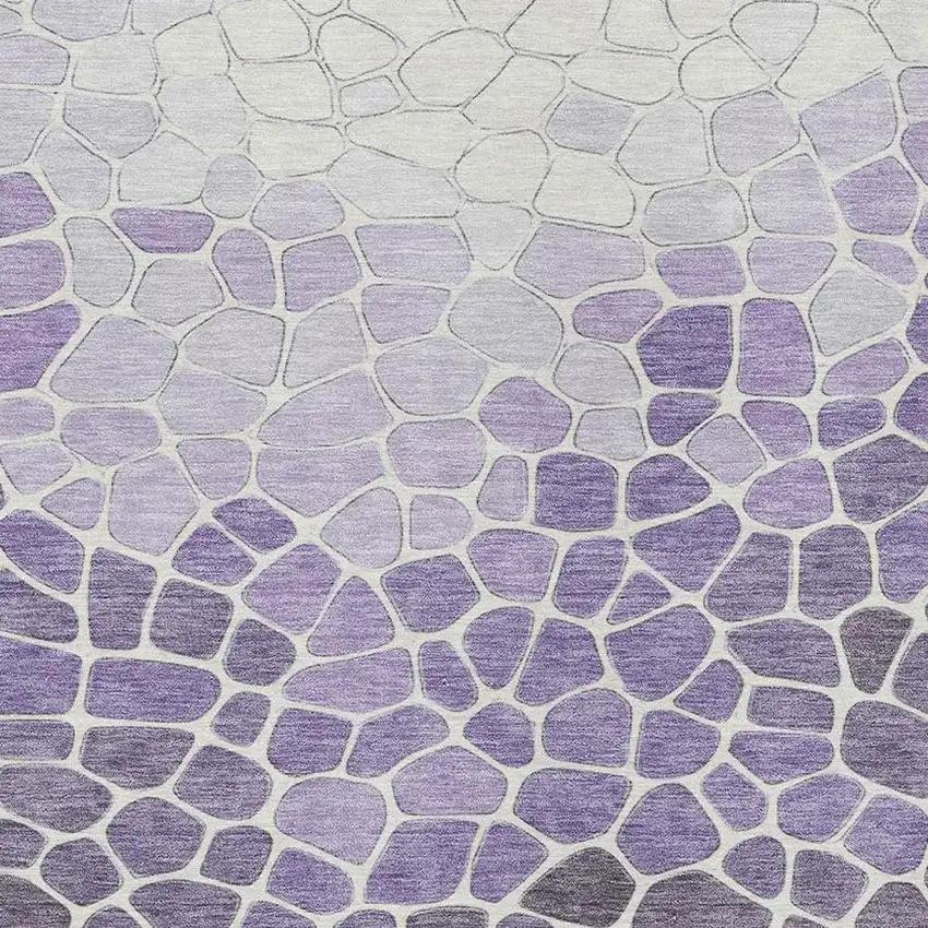 Purple And Ivory Geometric Washable Indoor Outdoor Area Rug Photo 5