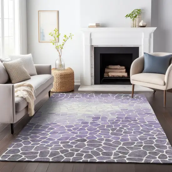 Purple And Ivory Geometric Washable Indoor Outdoor Area Rug Photo 8