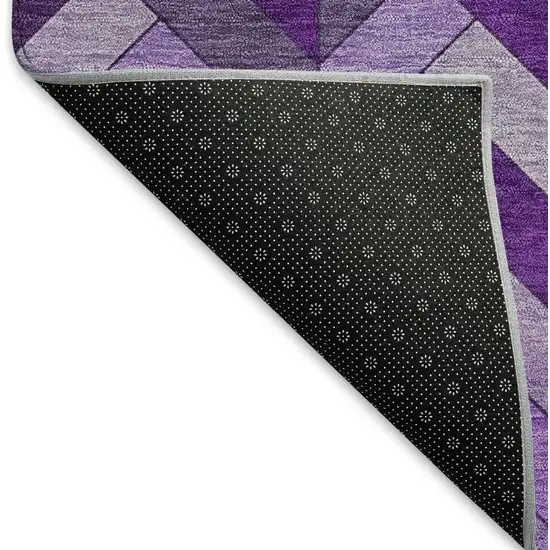 Purple And Ivory Geometric Washable Indoor Outdoor Area Rug Photo 4