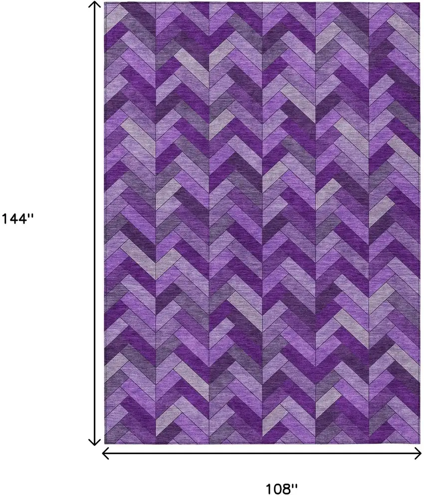 Purple And Ivory Geometric Washable Indoor Outdoor Area Rug Photo 3