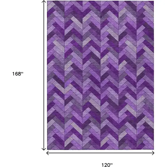 Purple And Ivory Geometric Washable Indoor Outdoor Area Rug Photo 3
