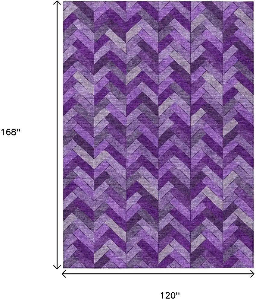 Purple And Ivory Geometric Washable Indoor Outdoor Area Rug Photo 3
