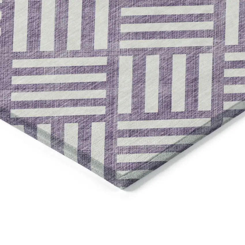 Purple And Ivory Geometric Washable Indoor Outdoor Area Rug Photo 4