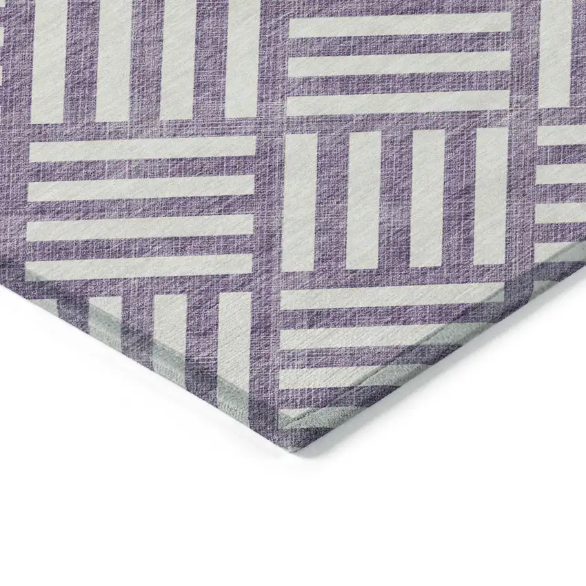 Purple And Ivory Geometric Washable Indoor Outdoor Area Rug Photo 4