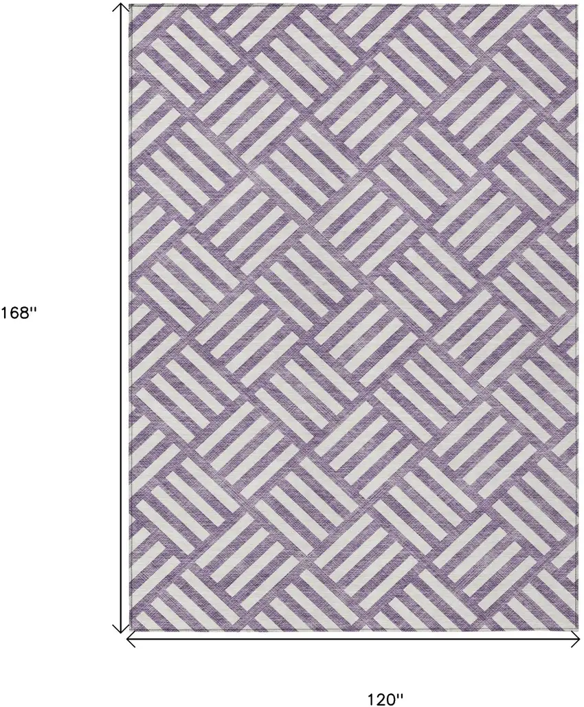 Purple And Ivory Geometric Washable Indoor Outdoor Area Rug Photo 3
