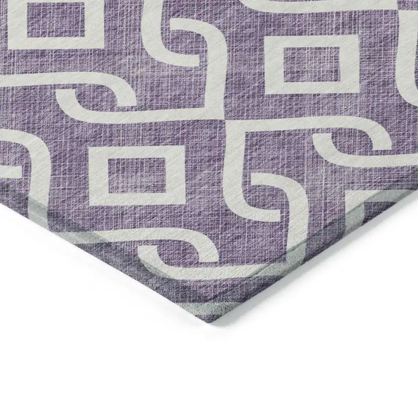 Purple And Ivory Geometric Washable Indoor Outdoor Area Rug Photo 4