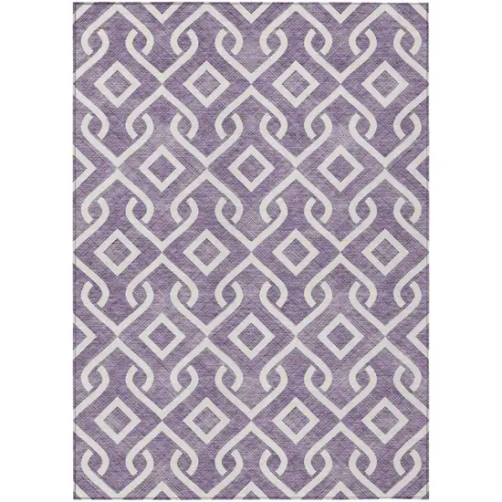 Purple And Ivory Geometric Washable Indoor Outdoor Area Rug Photo 2