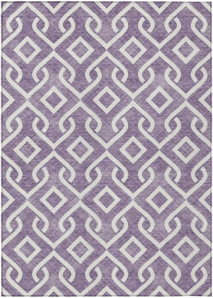 Purple And Ivory Geometric Washable Indoor Outdoor Area Rug Photo 2