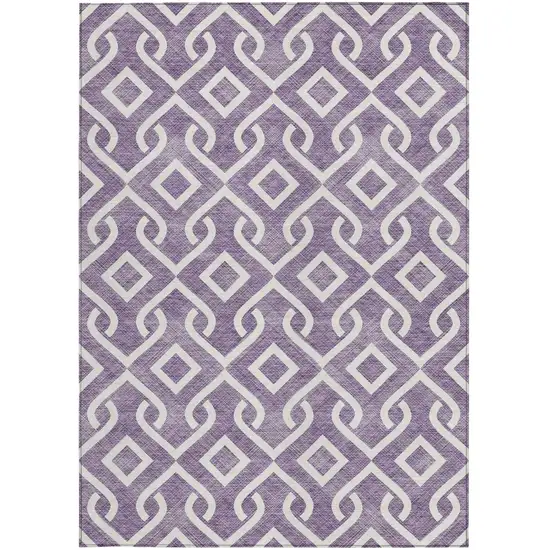 Purple And Ivory Geometric Washable Indoor Outdoor Area Rug Photo 5
