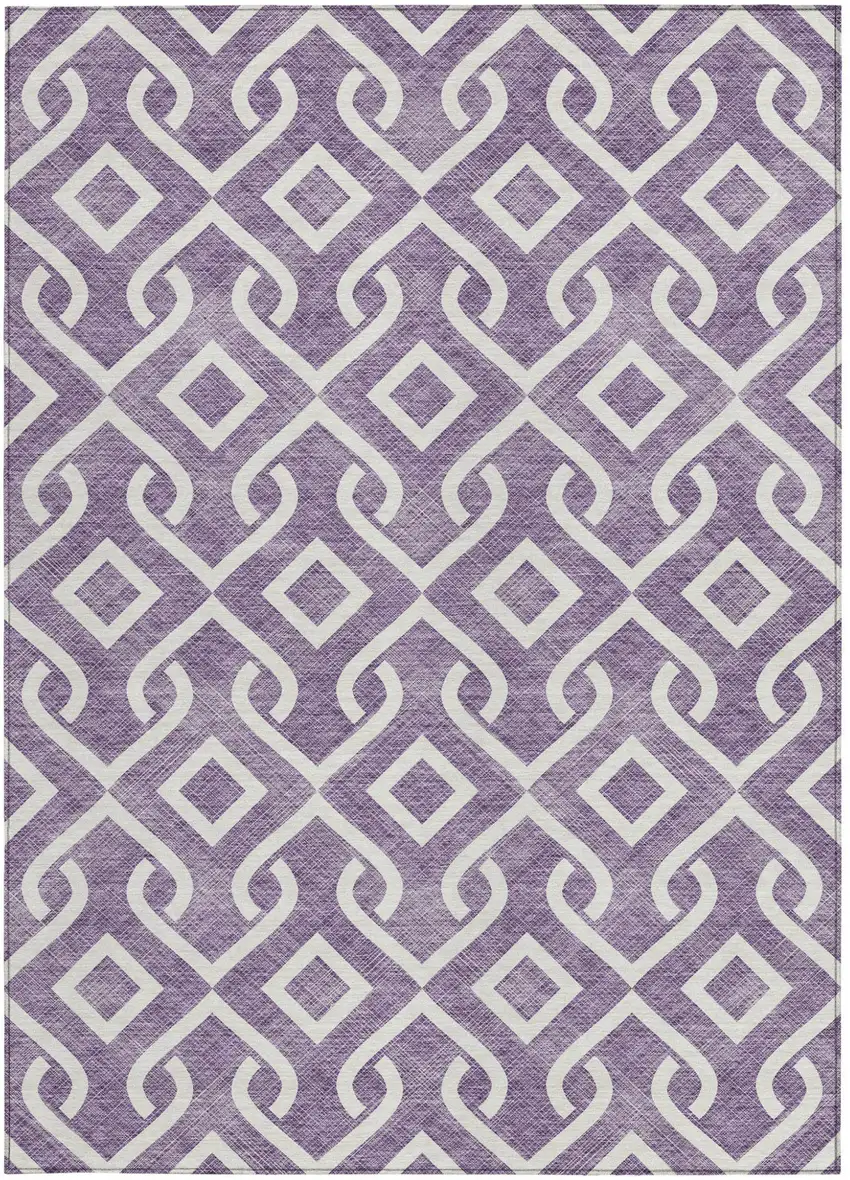 Purple And Ivory Geometric Washable Indoor Outdoor Area Rug Photo 5