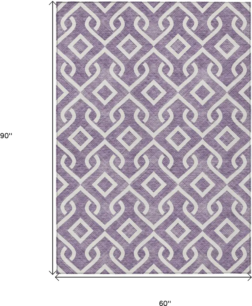 Purple And Ivory Geometric Washable Indoor Outdoor Area Rug Photo 3