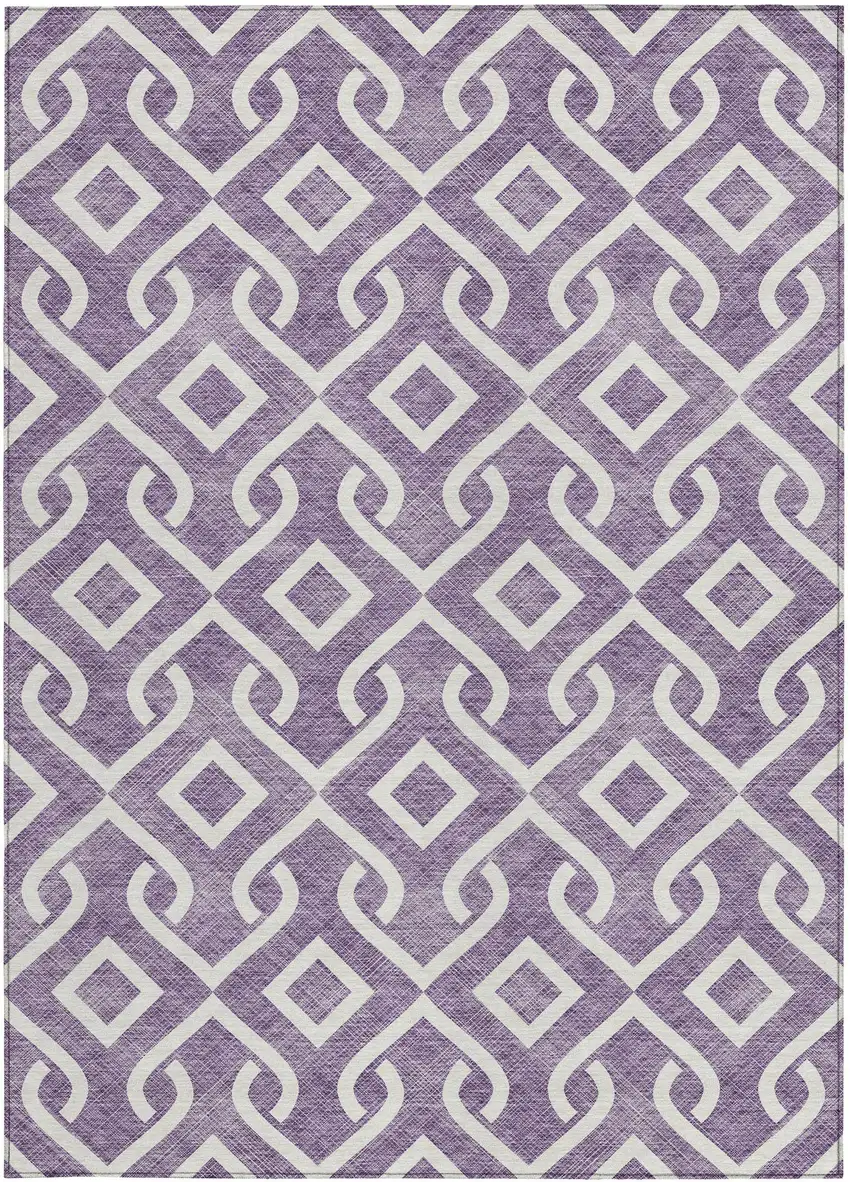 Purple And Ivory Geometric Washable Indoor Outdoor Area Rug Photo 5