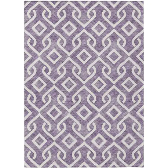 Purple And Ivory Geometric Washable Indoor Outdoor Area Rug Photo 2