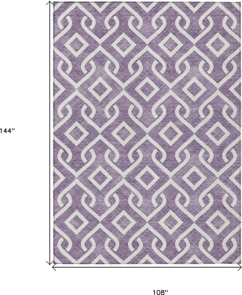 Purple And Ivory Geometric Washable Indoor Outdoor Area Rug Photo 3