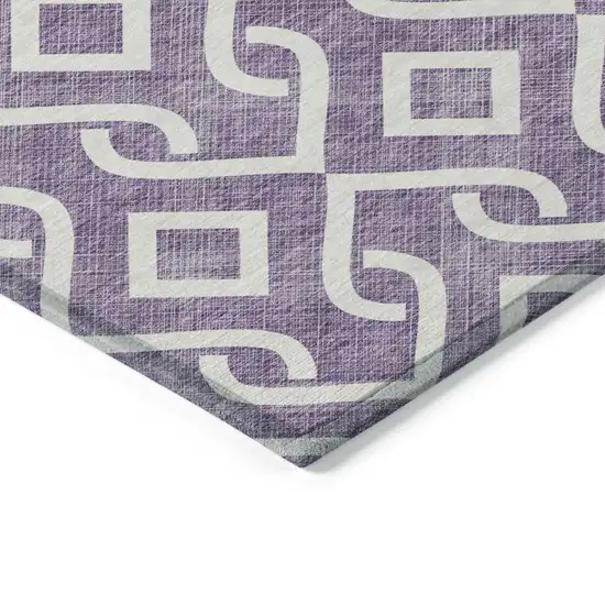 Purple And Ivory Geometric Washable Indoor Outdoor Area Rug Photo 4