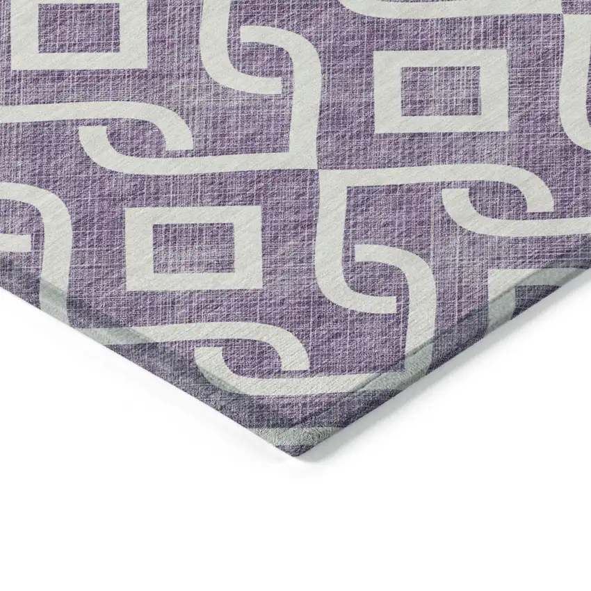 Purple And Ivory Geometric Washable Indoor Outdoor Area Rug Photo 4