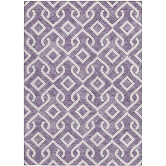 Purple And Ivory Geometric Washable Indoor Outdoor Area Rug Photo 5