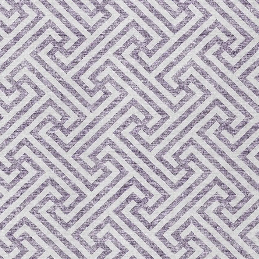 Purple And Ivory Geometric Washable Indoor Outdoor Area Rug Photo 5