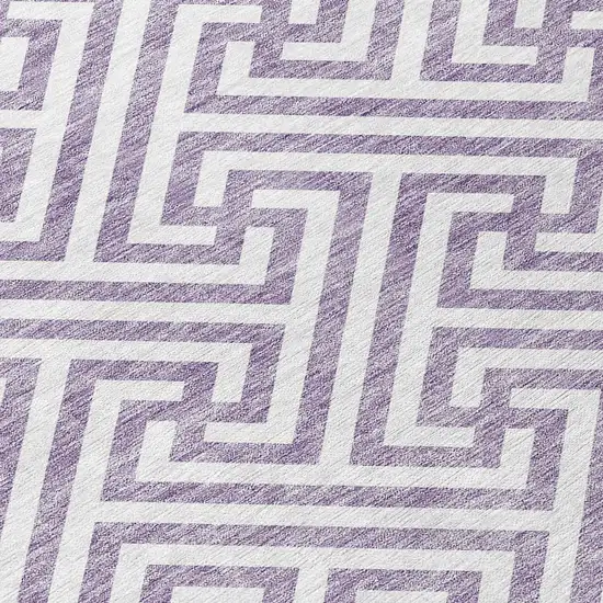 Purple And Ivory Geometric Washable Indoor Outdoor Area Rug Photo 4