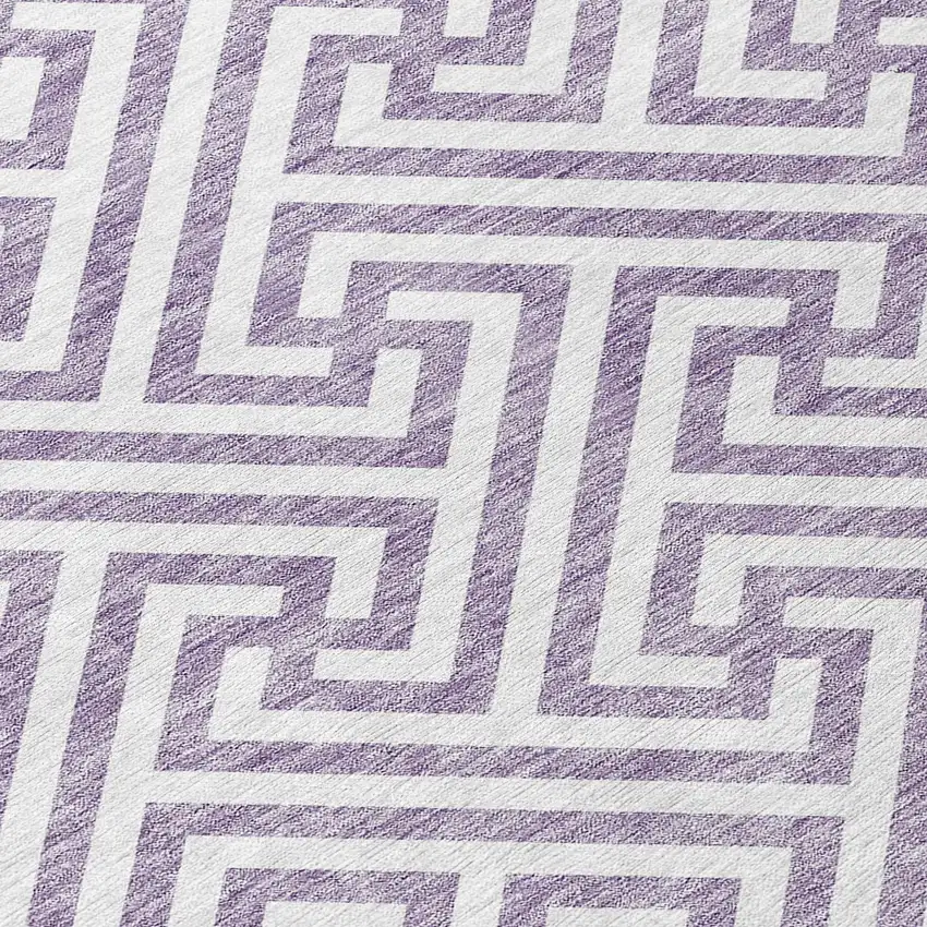 Purple And Ivory Geometric Washable Indoor Outdoor Area Rug Photo 4