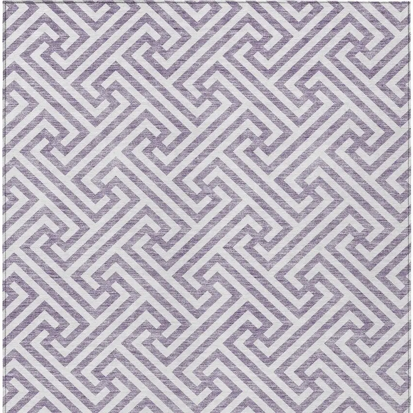 Purple And Ivory Geometric Washable Indoor Outdoor Area Rug Photo 6
