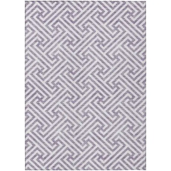 Purple And Ivory Geometric Washable Indoor Outdoor Area Rug Photo 1