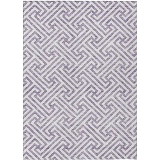 Purple And Ivory Geometric Washable Indoor Outdoor Area Rug Photo 1